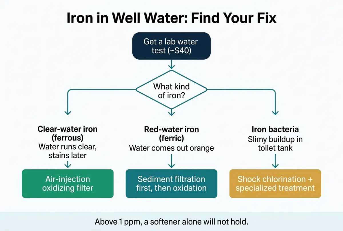 Decision flowchart for treating iron in well water
